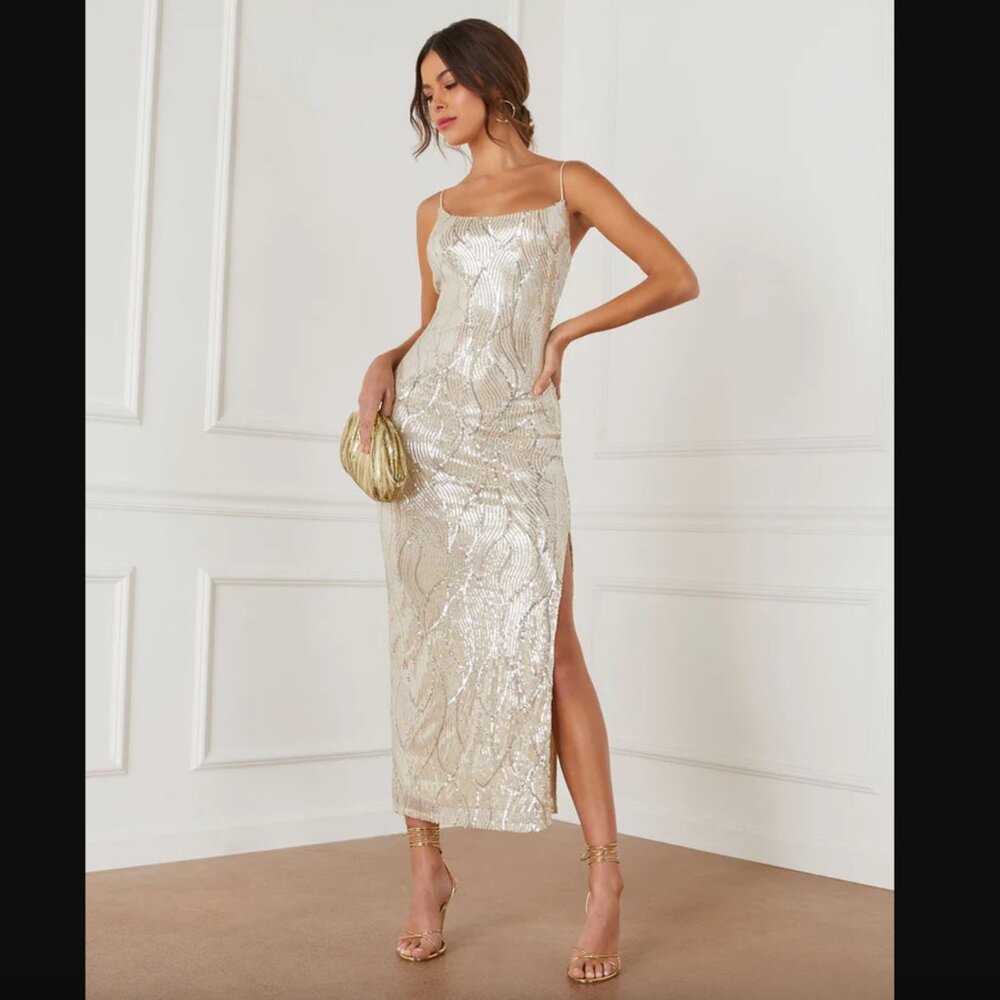 Vici Party Glam Sequin Midi Dress